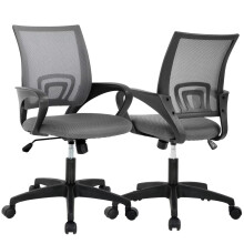 Mesh Office Chair with Arms and Wheels Grey 2 Pack