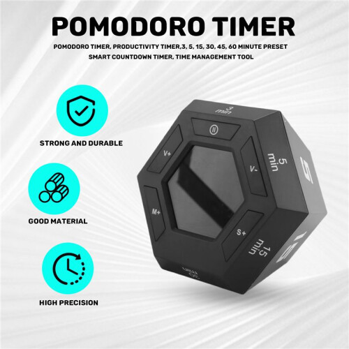 Pomodoro Timer, Productivity Timer,3, 5, 15, 30, 45, 60 Minute Preset  Countdown Timer,  Management Tool 1