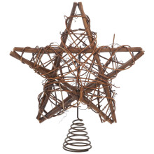 Rattan Star Tree Topper Coffee Color Hollow Design
