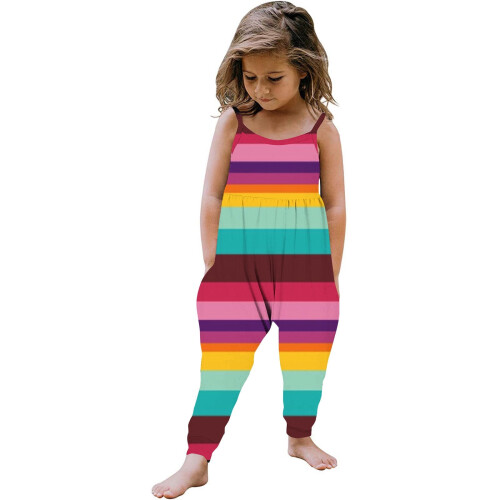 Ärmlös blommig jumpsuit för flickor1T