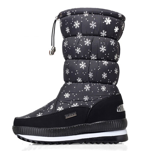Damen-Winterstiefel, einfarbig, dicke Sohle