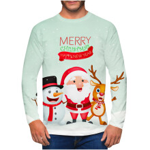 Herren-Weihnachtspullover mit Rundhalsausschnitt, grün, 3D-Schneemuster