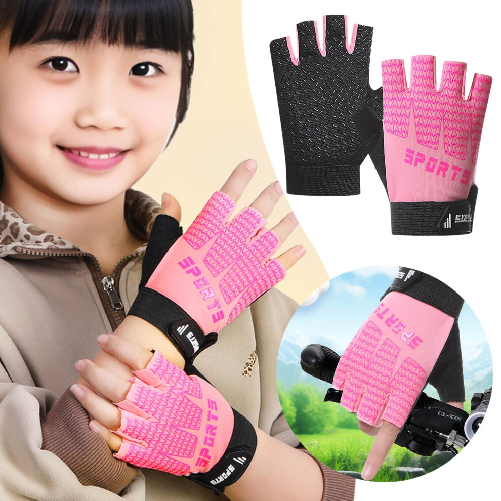Kids Fingerless Bike Gloves Breathable Half-Finger 1 Pair 9181073956430