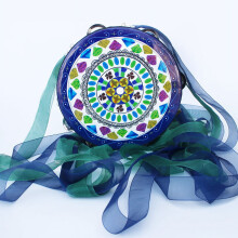 Hand Drum Tambourine with Ribbon Decoration