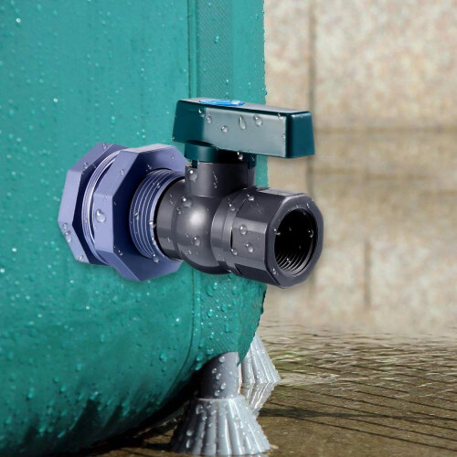 PVC rain barrel faucet kit with bulkhead mount adapter
