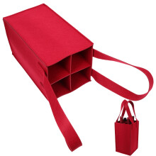 Bolsa de fieltro portátil para transportar 4 botellas de vino.