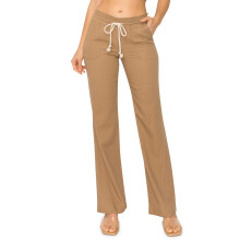 Pantaloni de damă din in cu buzunare, lungime interioară 81 cm