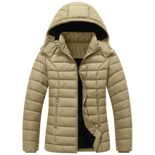 Damen-Stepp-Daunenjacke mit Kapuze, Khaki, XXL