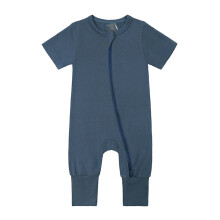 Grenouillère bébé sans pieds, pyjama à fermeture éclair, manches courtes, bleu foncé