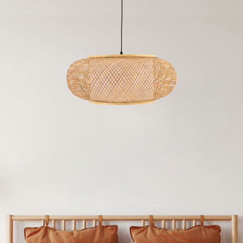 Bamboo Wicker Pendant Lamp Adjustable Modern Shade 1