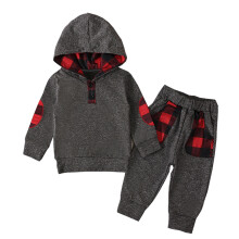 Winter-Karo-2-teiliges Outfit-Set für Kleinkinder Jungen