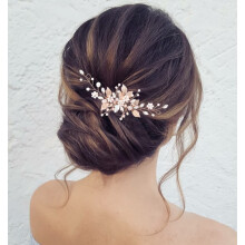 Bruidshaarkam met strass-steentjes en parels, zilverkleurig