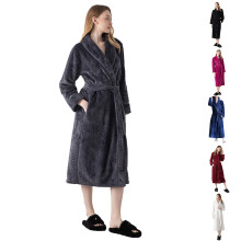 Damen-Strickbademantel, langärmelig, warmweiß, Größe L