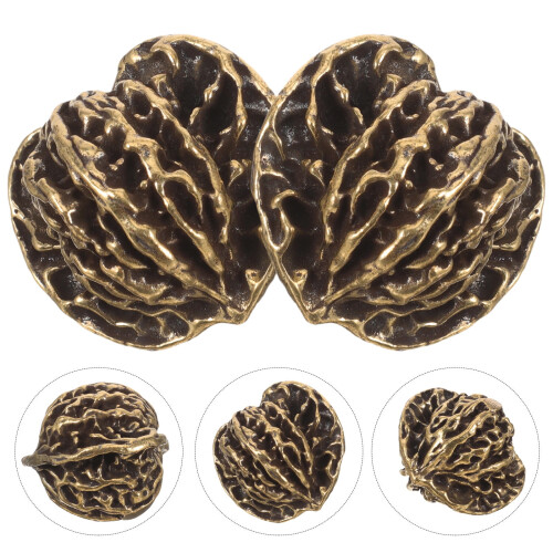 Walnut Massage Balls Brass Decorative 2 pcs