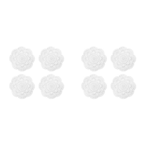 8PÇS Guardanapos de 8,6 Polegadas Crochê Redondo Guardanapo Feito À Mão Jogo Americano de Algodão Porta-Copos de Crochê (Branco)