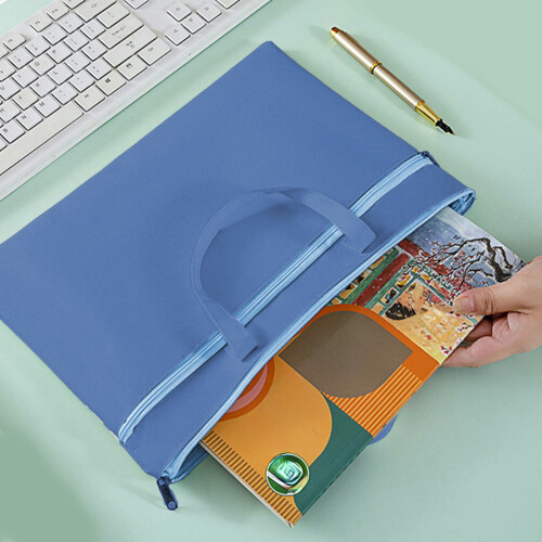 Zipper Pouch File Bag Waterproof A4 Foldable with Handle 1