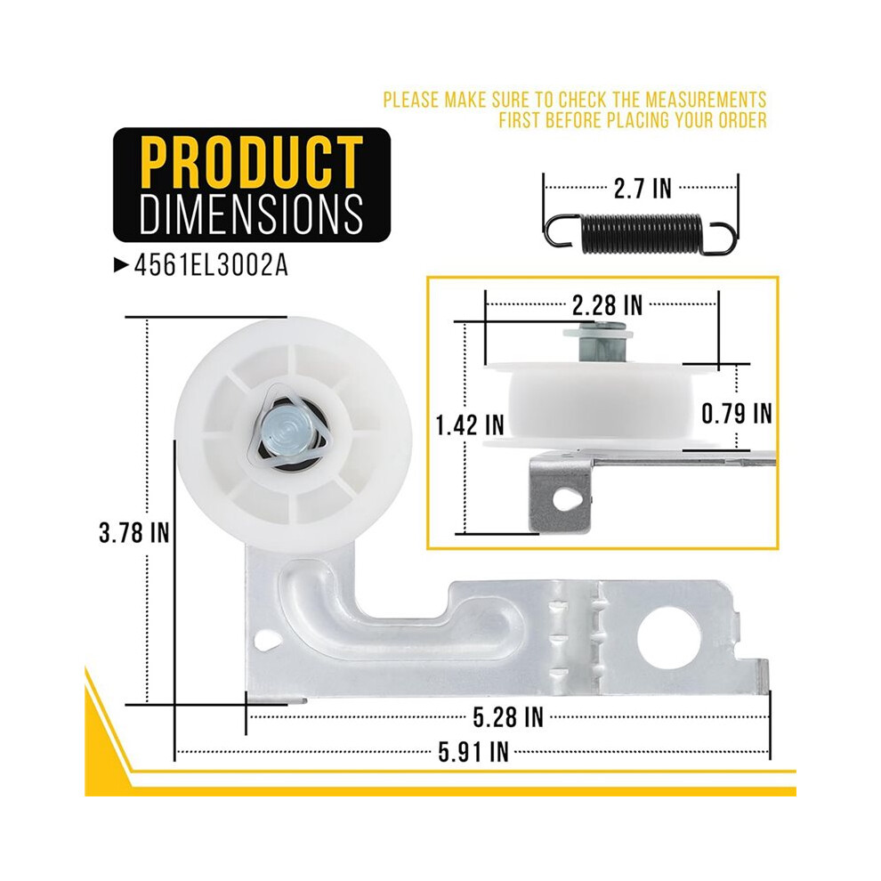 2X 4561El3002a Idler Pulley Assembly For & Dryers - Replaces Multiple Part Numbers 4712484991151