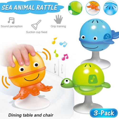 MAINYU Babyrassel-Set mit Saugnäpfen, 3er-Pack