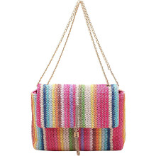 Slamená kabelka pre ženy, tkaná crossbody kabelka so strapcom