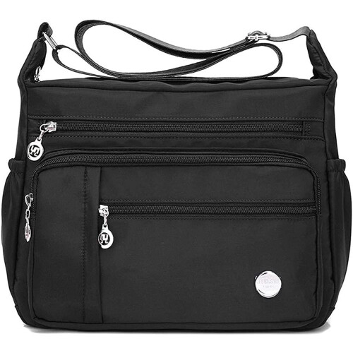 Borsa a tracolla da donna con molteplici tasche, borsa capiente