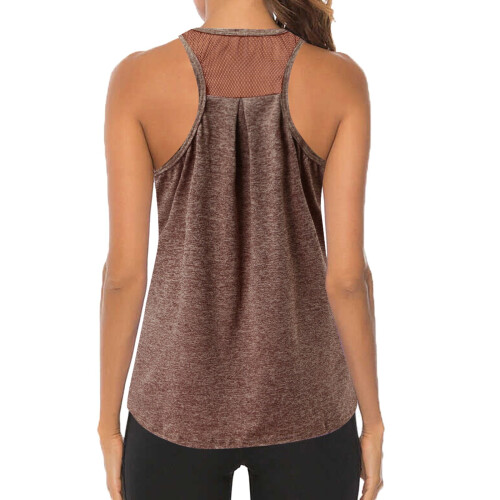 Dame sportstopp med gul mesh racerback