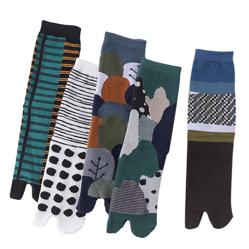 Calcetines Tabi estilo japonés, de algodón, con puntera en V y dos dedos.
