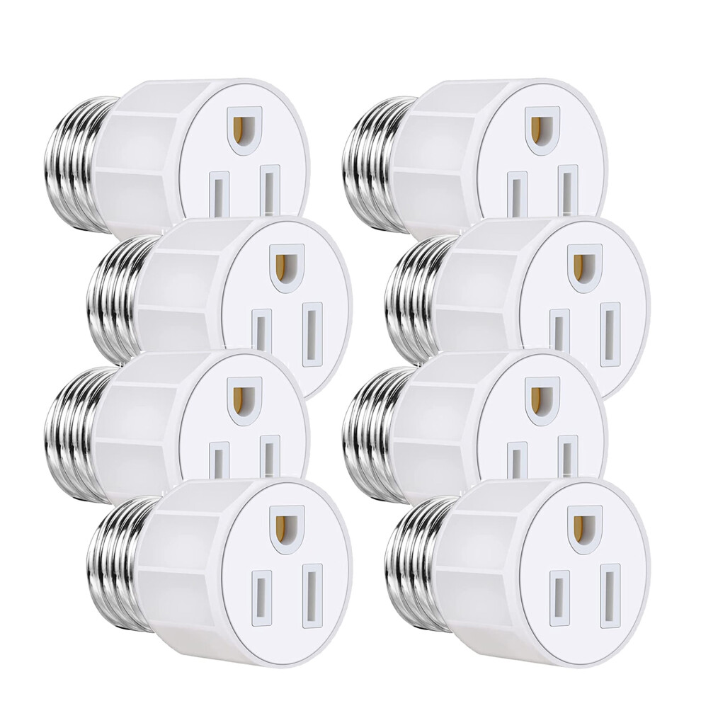 Light Socket to Plug Adapter E26/E27 8-Pack