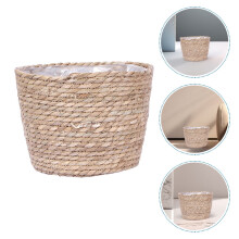 Panier de jardinière FRCOLOR en jonc de mer kaki avec doublure en plastique