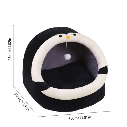 Cat and Dog Bed Semi-Enclosed Plush Cave 1 Piece 2