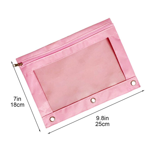 3-Ring Binder Pouch Transparent Zipper Large Capacity 2