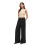 Calça feminina reta de cintura alta com bolso drapeado. 1