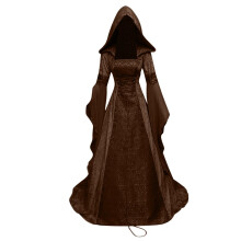 Vestido medieval com capuz para o Halloween, estilo vintage, para mulheres.