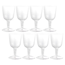 Verres à vin et coupes à dessert en plastique transparent (8 pièces)