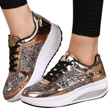 Dames wedge sneakers met pailletten, zomermode