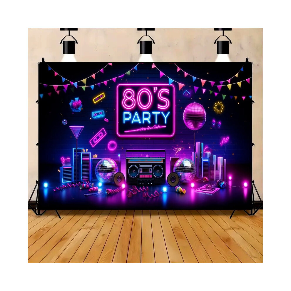 Retro 80S Party Backdrop Banner Neon Disco Theme 9329345499845