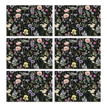 Manteles individuales de lino con estampado floral de mariposas, resistentes al calor, 6 unidades.