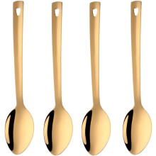 Ensemble de 4 cuillères de service en acier inoxydable avec manche doré