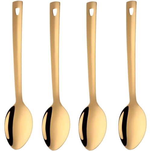 Ensemble de 4 cuillères de service en acier inoxydable avec manche doré