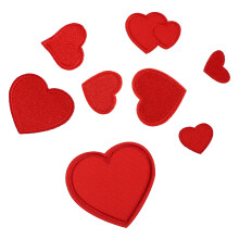 Parches de tela roja con apliques de corazones para ropa (8 unidades)