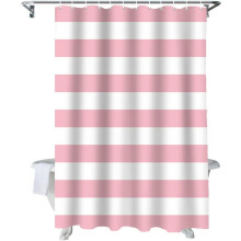 Rideau de douche Ă rayures roses et blanches 183 x 183 cm