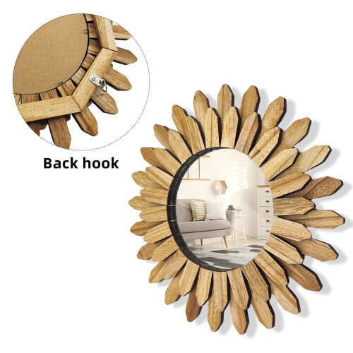 Sunburst Wall Mirror Boho Style 12 Inch Round 1
