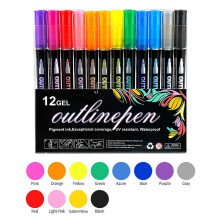 Metalliska glitterkonturpennor vattenbaserat bläck 8ml