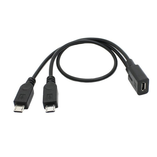 Cable divisor Micro USB hembra a doble macho de 30 cm