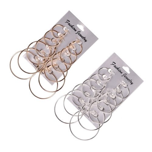 Vintage Creolen, Silber/Gold, 12 Paar