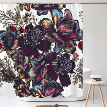 3D-gedruckter Duschvorhang mit Blumenmuster, wasserdicht, 180 x 180 cm