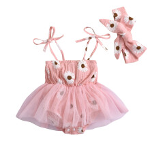 Mouwloze mesh romper met bloemenprint voor meisjes, maat 12-18