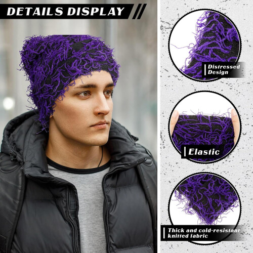 Strickmütze, warme, flauschige Wintermütze, Einheitsgröße 2
