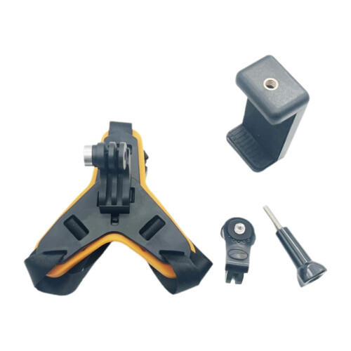 Suporte para celular no queixo do capacete de motocicleta com alça fixa