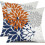 Conjunto de capas de almofada para exterior com estampa geométrica laranja e azul, 50x50cm (20x20 polegadas). 1