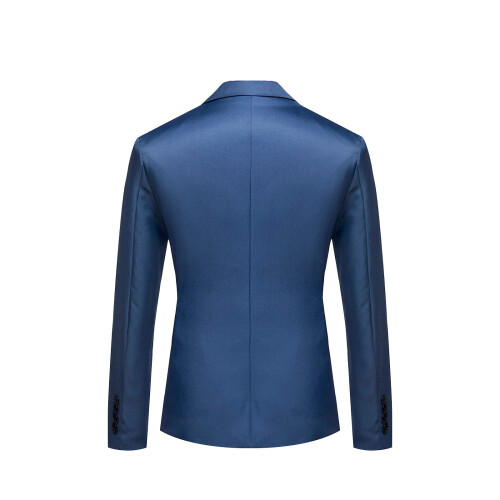 Men's Dark Blue Solid Casual Suit Single Breasted 2